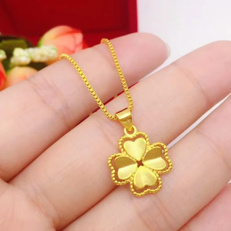 18K Gold Color Lucky Clover Pendant