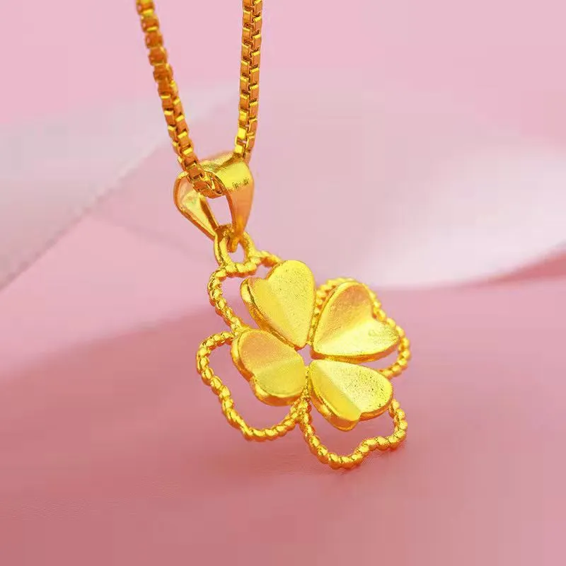 18K Gold Color Lucky Clover Pendant