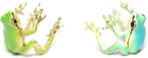 2Pcs Frog Rings for Women Adjustable Tree Frog Rings Cute Blue Green Frog Rings Statement Open Frog Rings Animal Rings Present