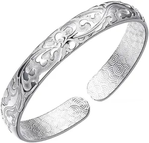 925 Sterling Silver Cuff Bangle Bracelets Adjustable Jewelry Fashion Simple Open Bangles Cuff Jewelry for Women Mom Wife Mothers Day Valentine Gift