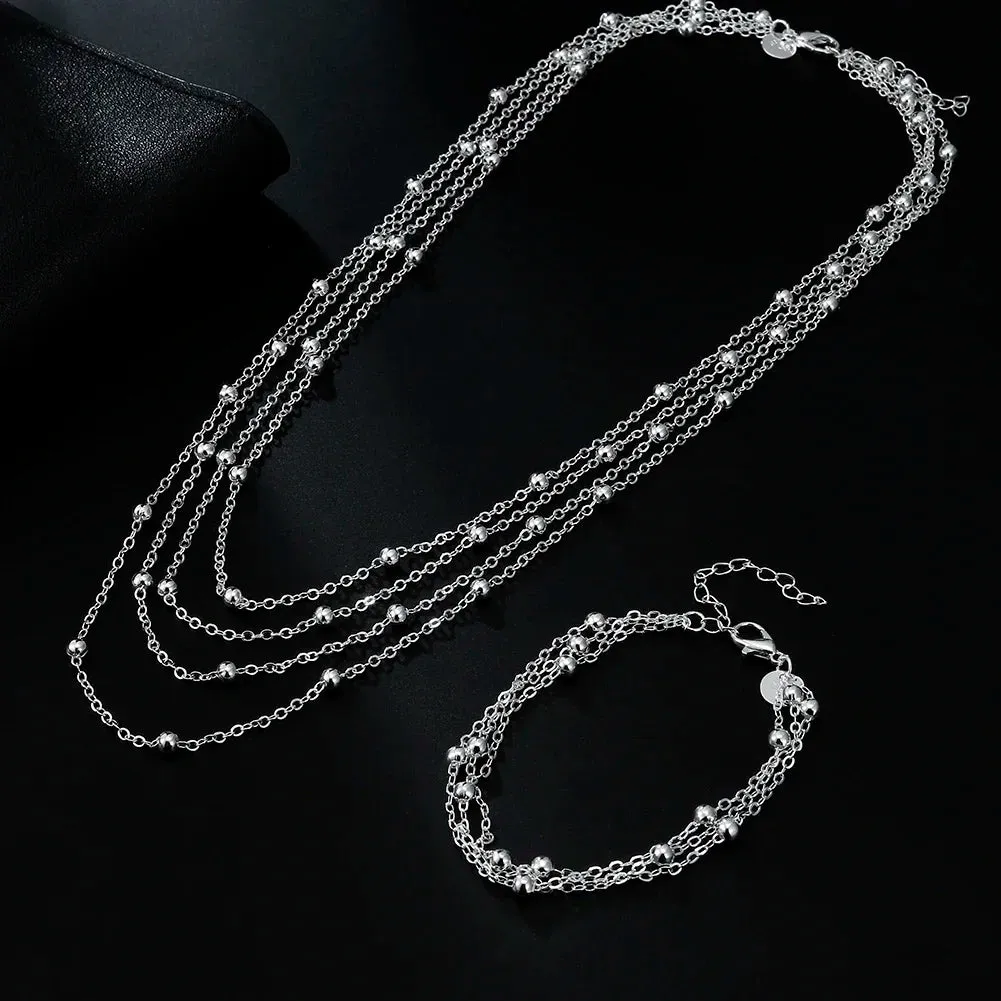 925 Sterling Silver designer jewelry sets fine Tassel beads Bracelets necklaces