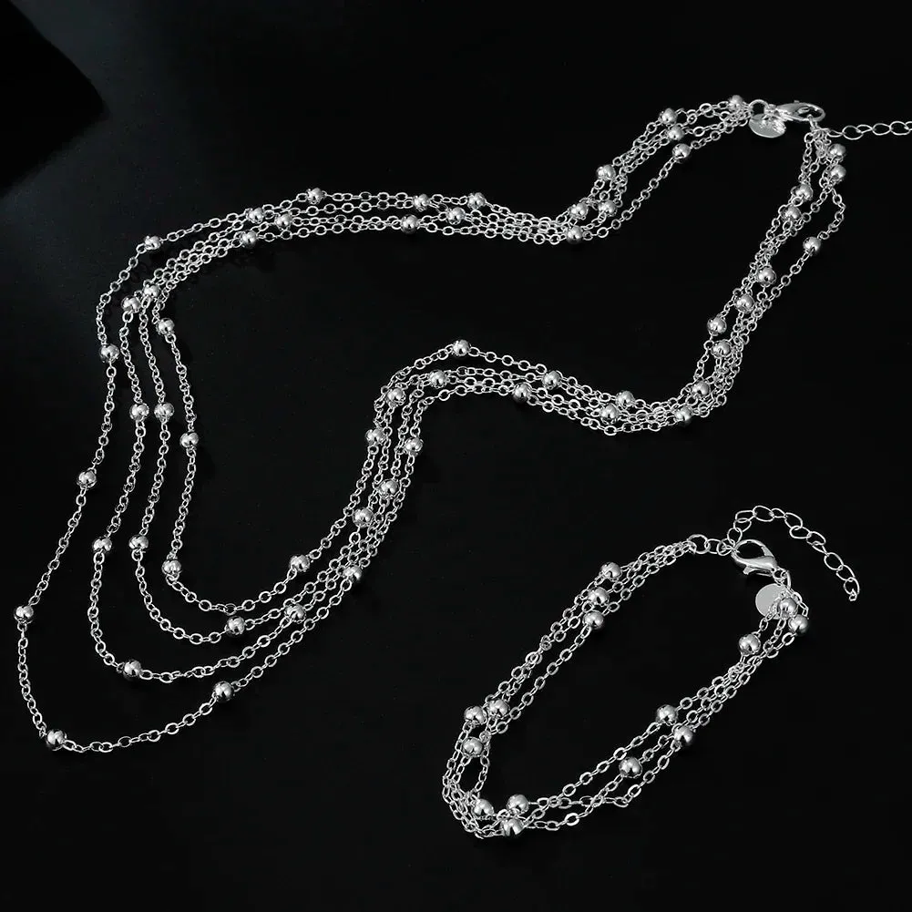 925 Sterling Silver designer jewelry sets fine Tassel beads Bracelets necklaces
