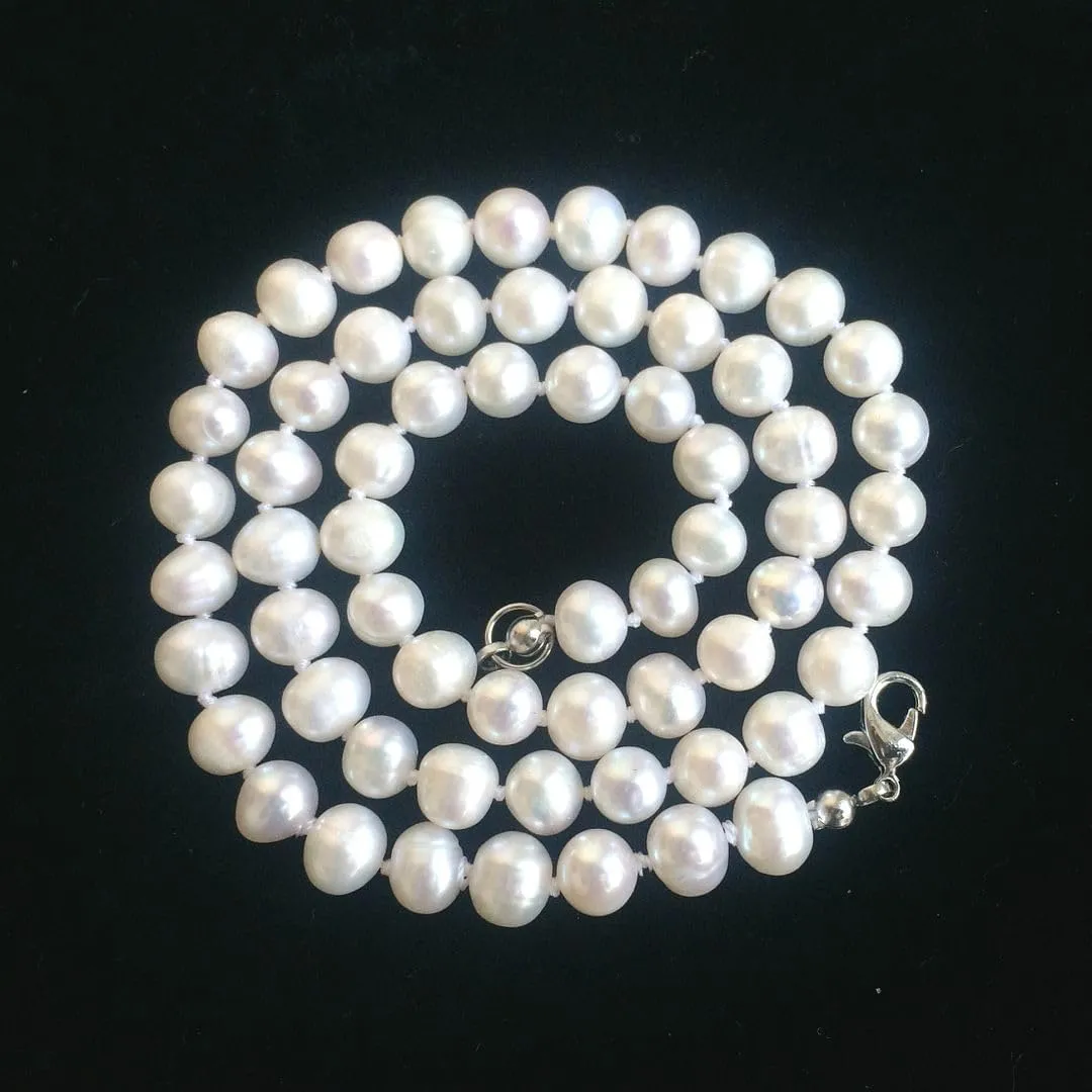 Adabele Authentic Natural Grade A Round White Cultured Freshwater Pearl Necklace Jewelry for Women Anniversary Birthday Mother Gifts