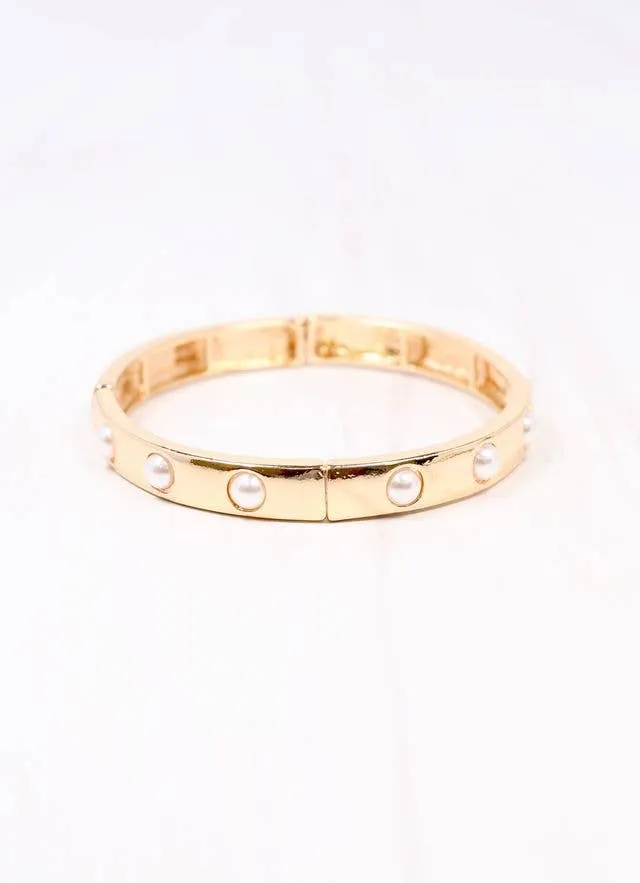 Addy Stretch Bracelet with Pearls GOLD