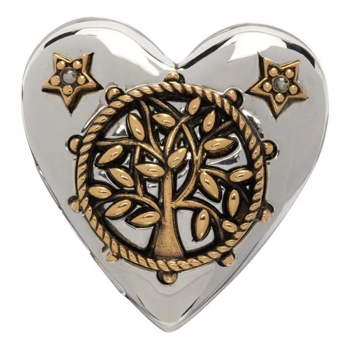 Alexander McQueen Silver and Gold Heart Locket Ring