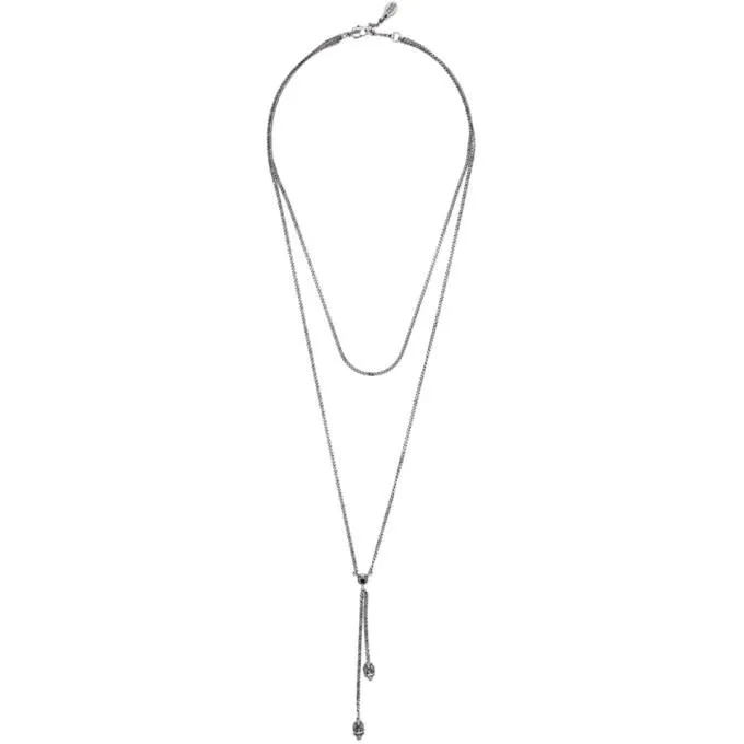 Alexander McQueen Silver Double-Chain Skull Necklace