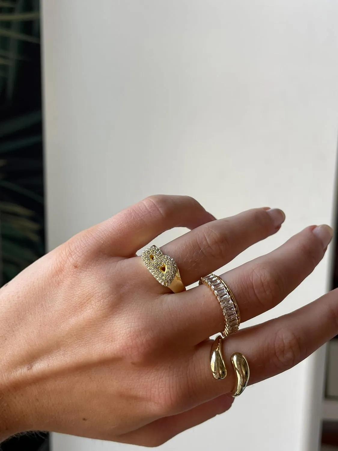 Aojun 14K Gold Filled Chunky Open Stackable Rings for Women | Bold Statement Ring Band Gold Rings for Women
