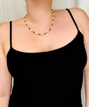 April Martin Labradorite and Pearl Beaded Choker Necklace