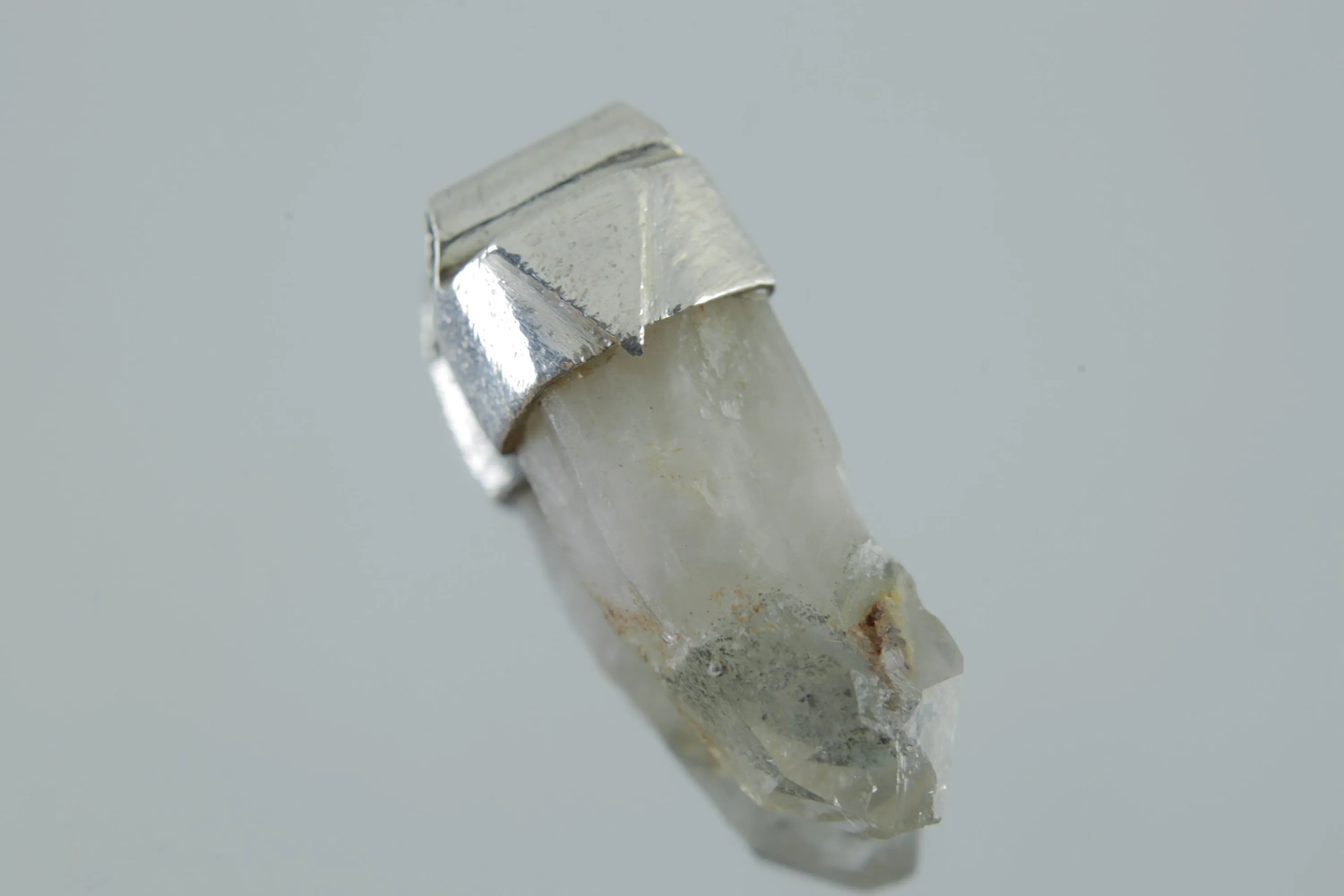 Australian Chlorite Phantom Quartz Point Stack Pendant, Organic Textured Sterling Silver, Heart Chakra, Virgo, Emotional Healing,Unique Gift