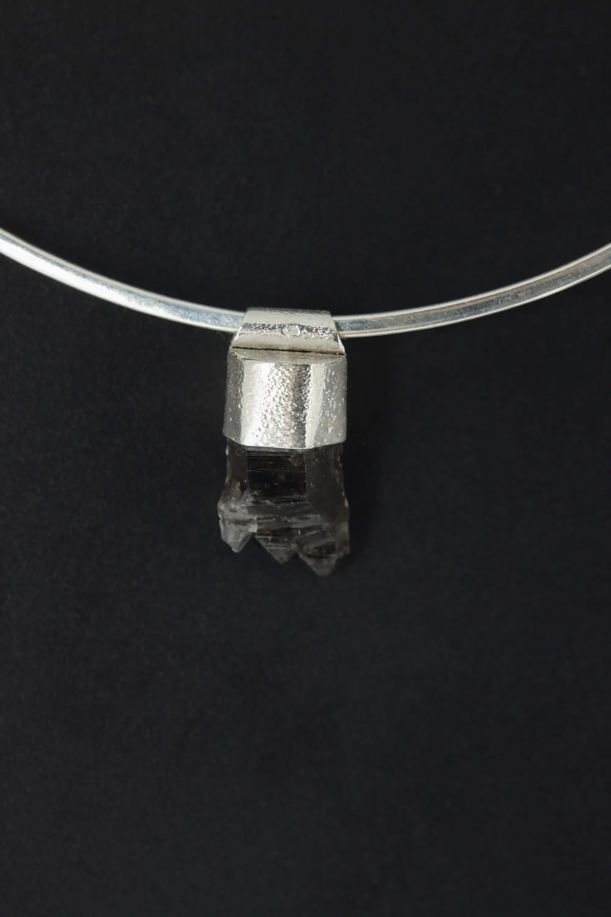 Australian Triple Terminated Morella Smoky Quartz Stack Pendant, Organic Textured Sterling Silver, Root Chakra, Protection, Unique Gift