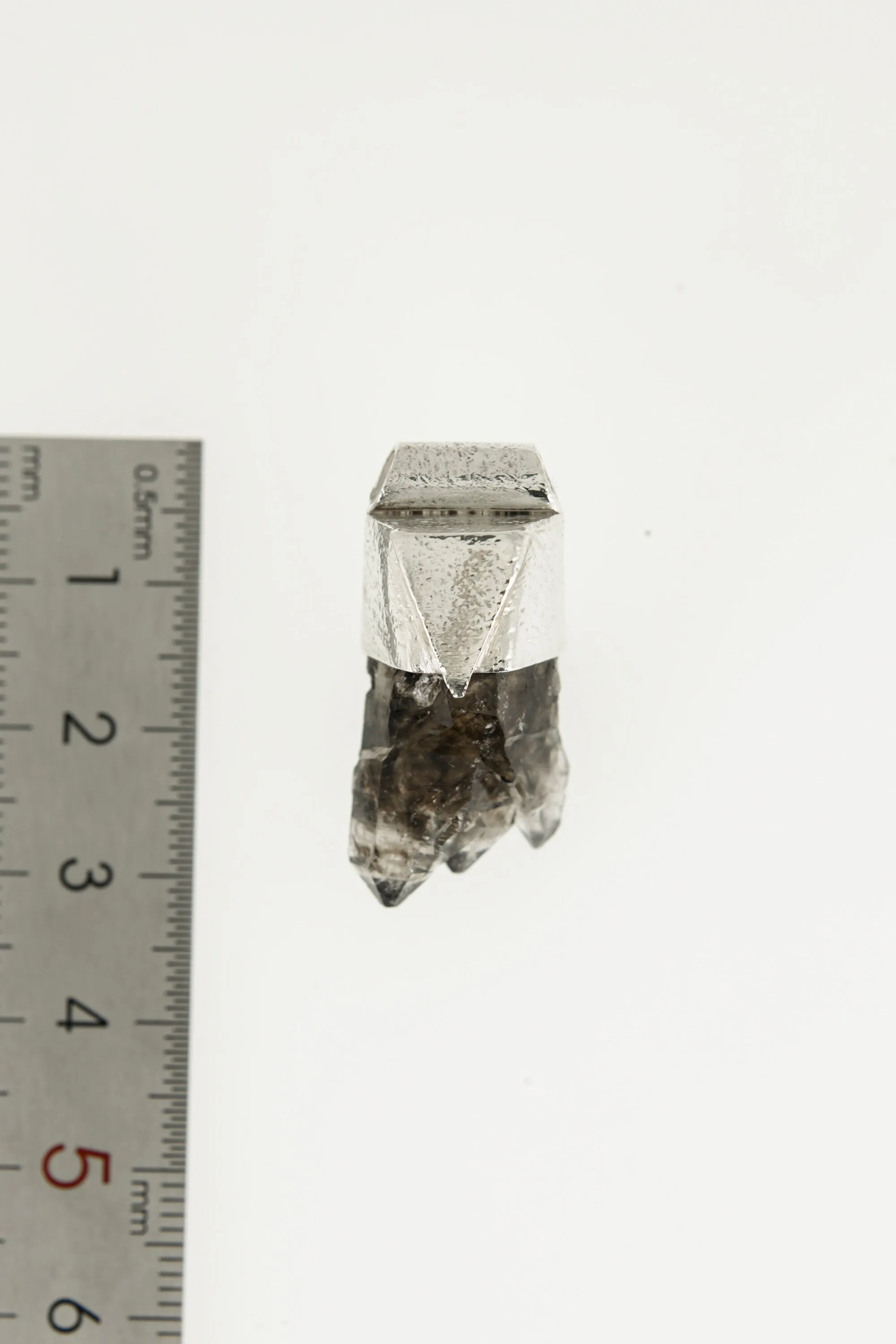 Australian Triple Terminated Morella Smoky Quartz Stack Pendant, Organic Textured Sterling Silver, Root Chakra, Protection, Unique Gift