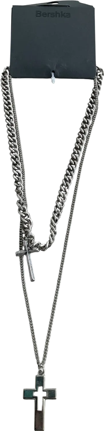Bershka Metallic Chunky Cross Chain One Size