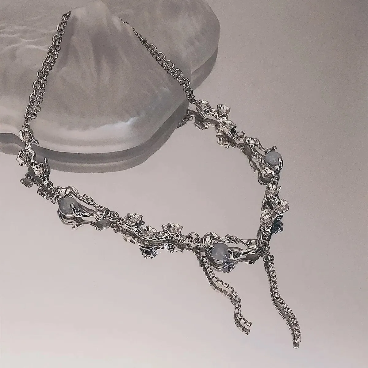 binfenxie Y2K Accessories Fashion Peach Heart Water Drop Pendant Necklace Pink Crystal Egirl Sweet Cool Clavicle Chain Aesthetic Jewelry