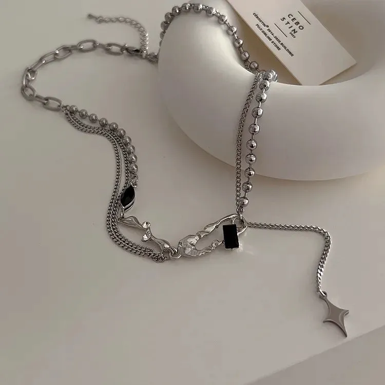 binfenxie Y2K Accessories Fashion Peach Heart Water Drop Pendant Necklace Pink Crystal Egirl Sweet Cool Clavicle Chain Aesthetic Jewelry