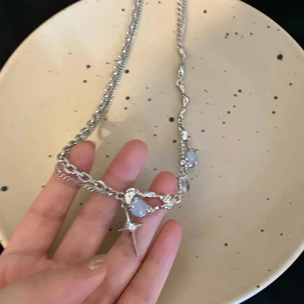 binfenxie Y2K Accessories Fashion Peach Heart Water Drop Pendant Necklace Pink Crystal Egirl Sweet Cool Clavicle Chain Aesthetic Jewelry