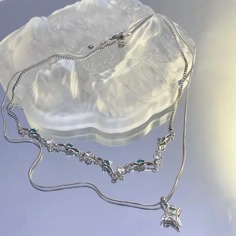 binfenxie Y2K Accessories Fashion Peach Heart Water Drop Pendant Necklace Pink Crystal Egirl Sweet Cool Clavicle Chain Aesthetic Jewelry