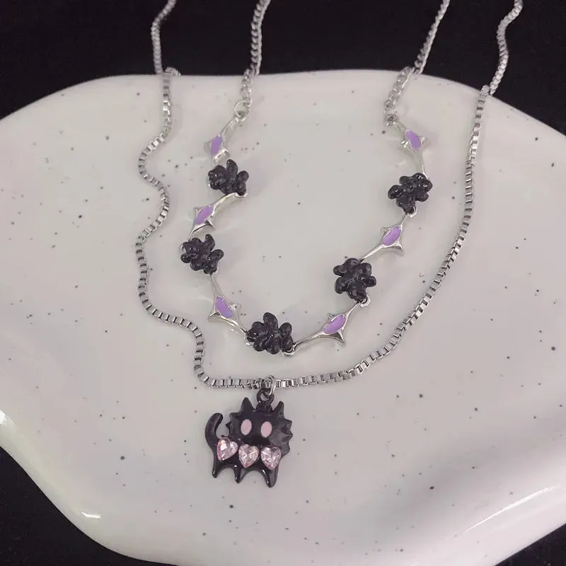 binfenxie Y2K Accessories Fashion Peach Heart Water Drop Pendant Necklace Pink Crystal Egirl Sweet Cool Clavicle Chain Aesthetic Jewelry