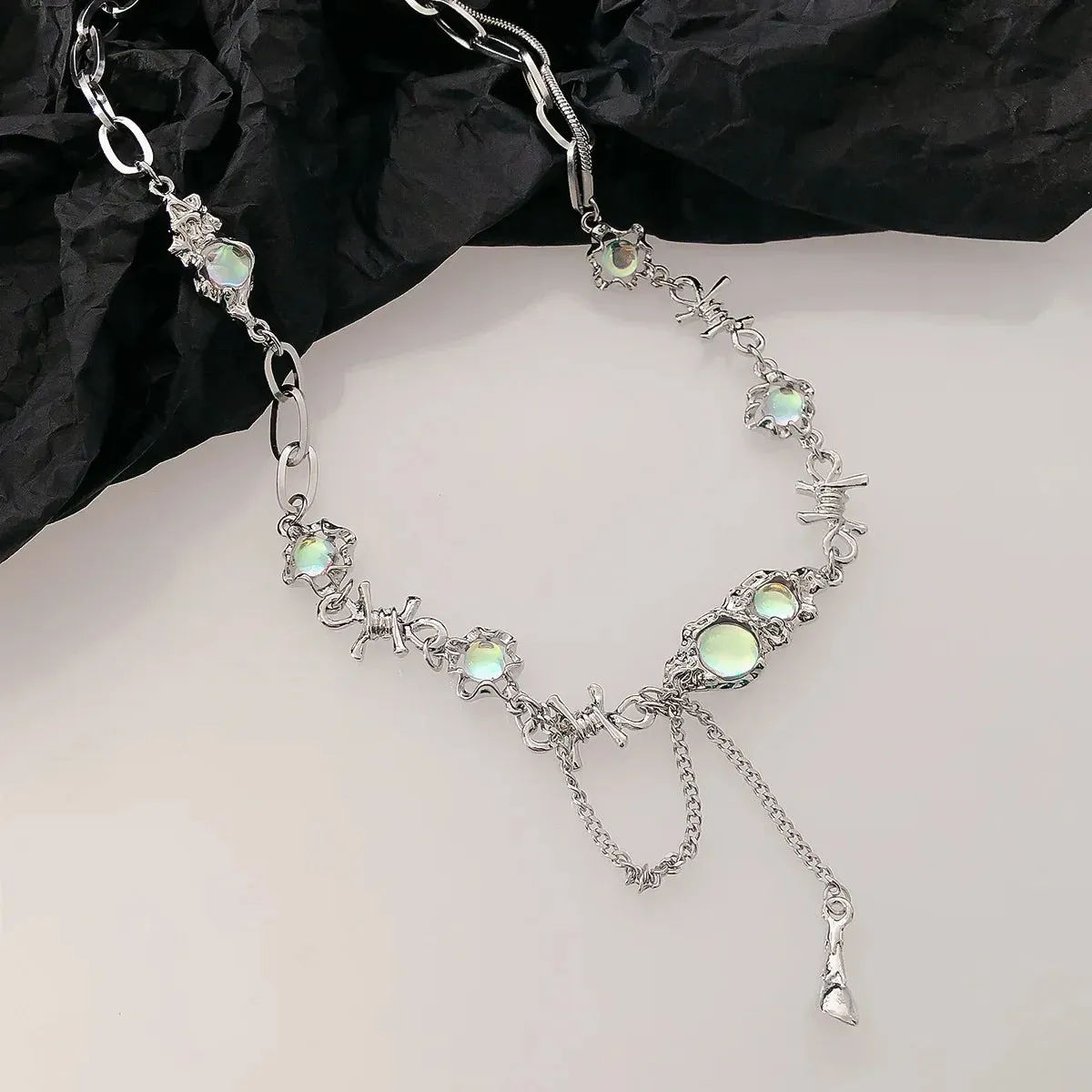 binfenxie Y2K Accessories Fashion Peach Heart Water Drop Pendant Necklace Pink Crystal Egirl Sweet Cool Clavicle Chain Aesthetic Jewelry