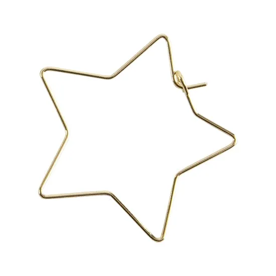 Brass Earring Hook Pendant - Star - 18k Gold Plated - Pkg/10