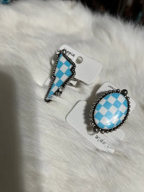 Checkered Cuff Rings