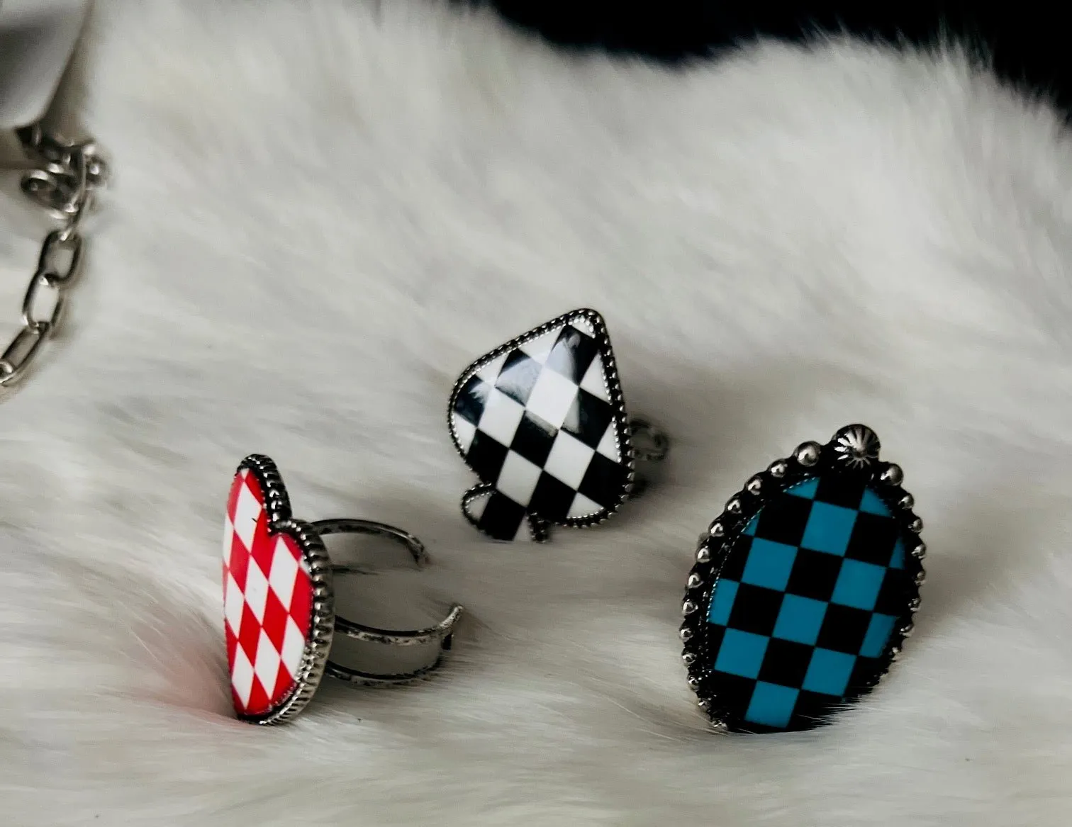 Checkered Cuff Rings
