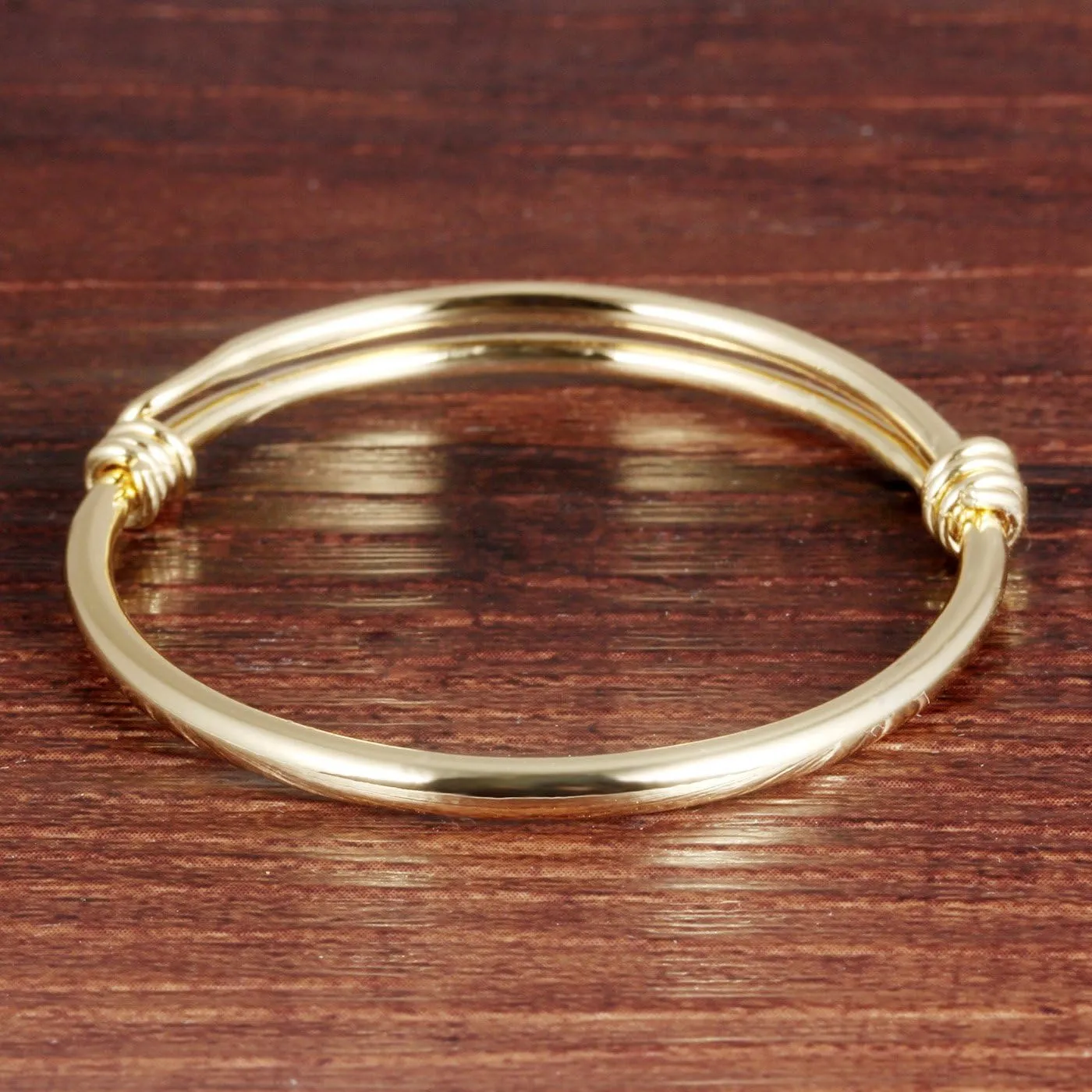 Children Jewelry 18k Gold Plated Bangle Bracelet for Toddlers Gift Safe Easy Adjustable 4.7" - 5.9"