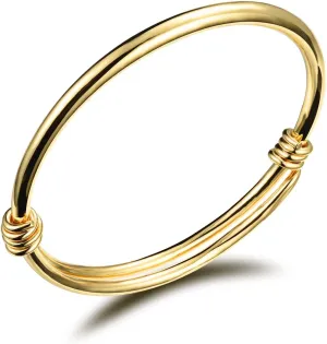 Children Jewelry 18k Gold Plated Bangle Bracelet for Toddlers Gift Safe Easy Adjustable 4.7" - 5.9"