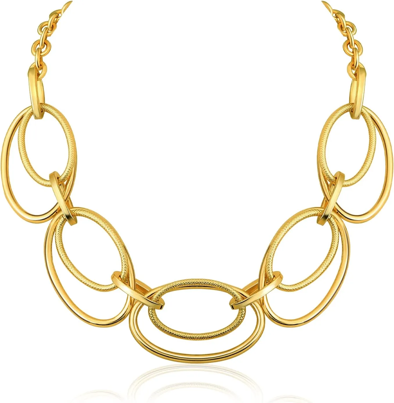 Chunky Gold Necklace for Women: 14k Gold Plated Loop Chain Link Statement Choker Necklace for Women - Chunky Fashion Pendant Jewelry