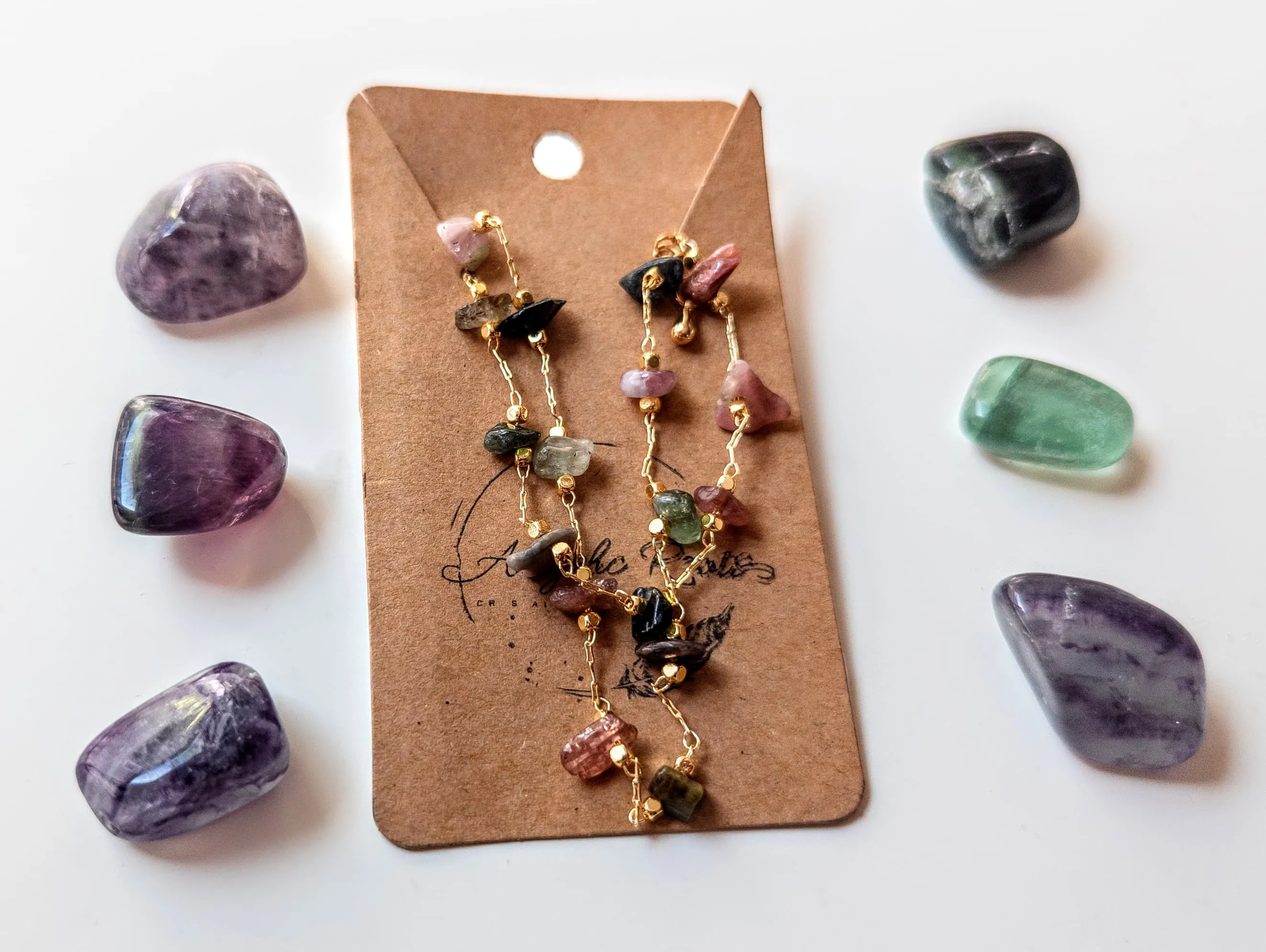 Crystal Chip Dainty Choker || 17" Gold