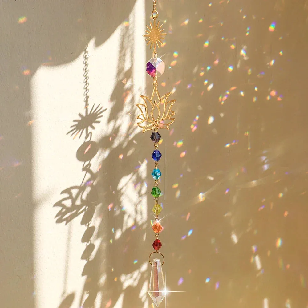 Crystal Lotus Sun Catcher for Outdoor Decor