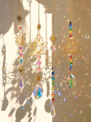 Crystal Lotus Sun Catcher for Outdoor Decor