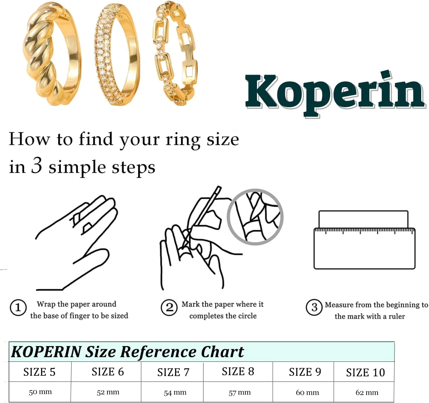 Dainty 3pc Stackable Chunky Rings Non Tarnish - Fashion Trendy 14K Gold Plated Stacking CZ Ring Set Statement Thumb Rings for Women Jewelry Gift Size 6-10
