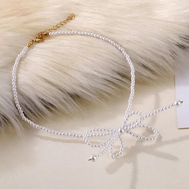 DAXI Beaded Choker Pearl Necklace For Women Gold Chain Necklaces Pendant Collar Chokers Chains Bead Necklace Womens Jewelry 2020