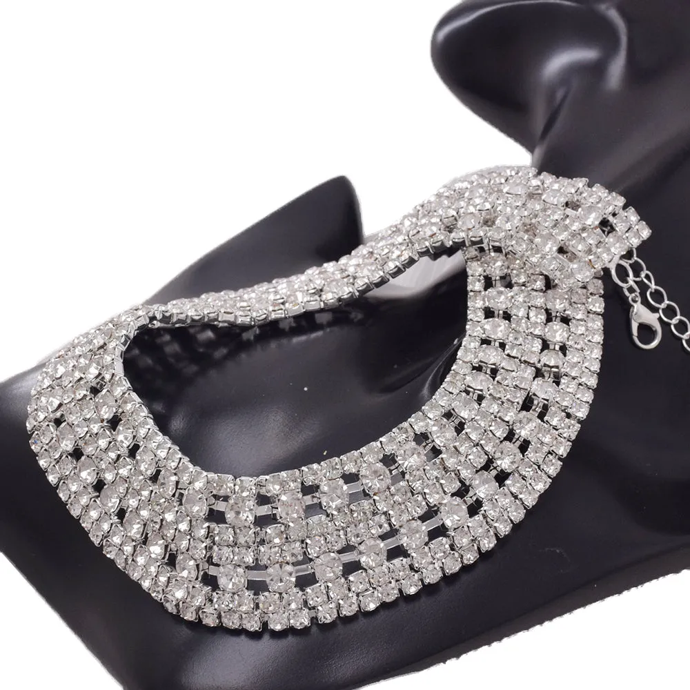 Excellent Quality SS38 8mm Rhinestone Chain Choker Necklace Set