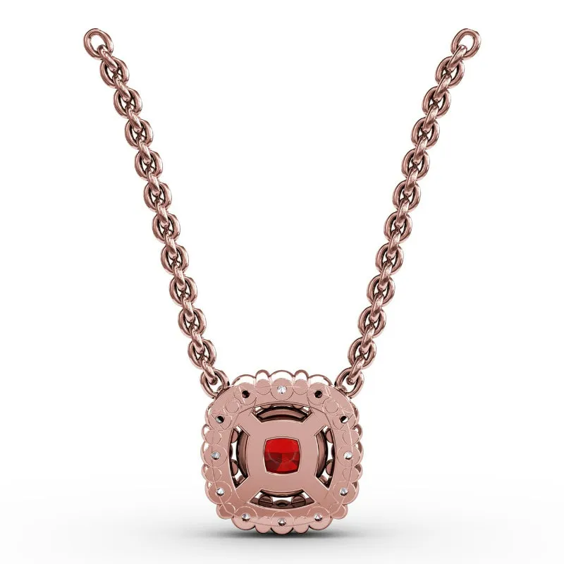 Fana Classic Round Ruby and Diamond Pendant
