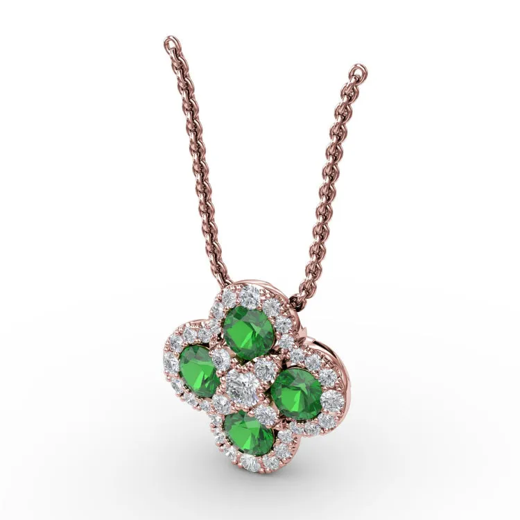 Flower Emerald and Diamond Pendant