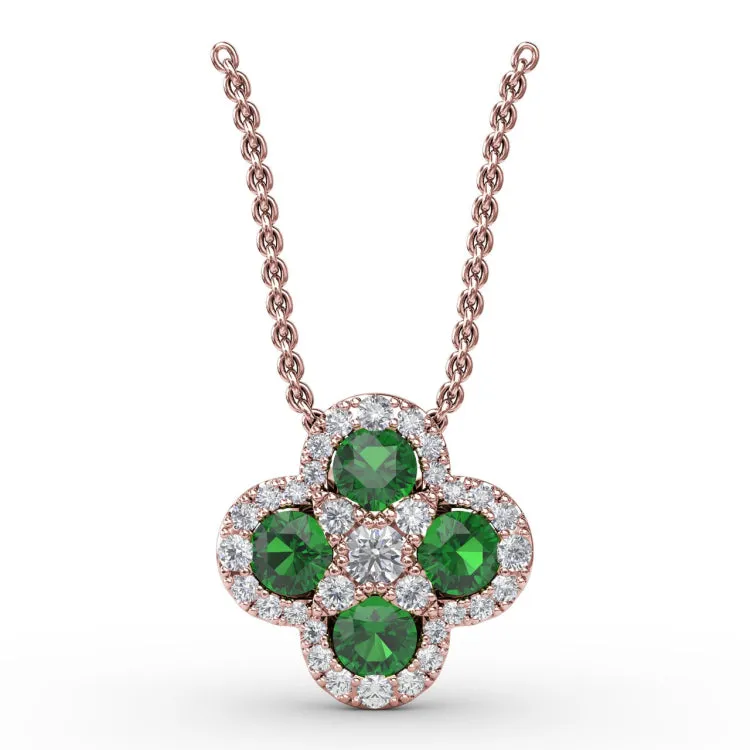 Flower Emerald and Diamond Pendant
