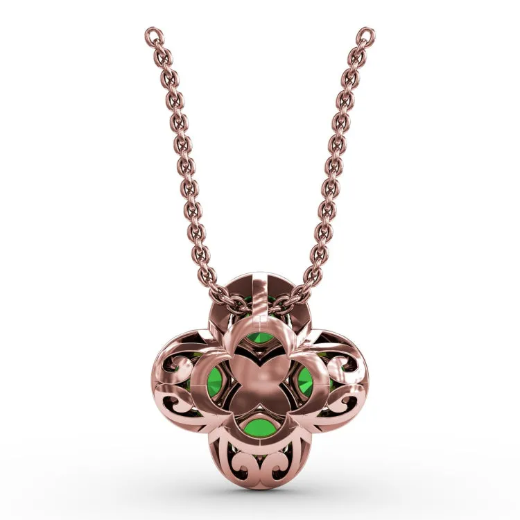 Flower Emerald and Diamond Pendant