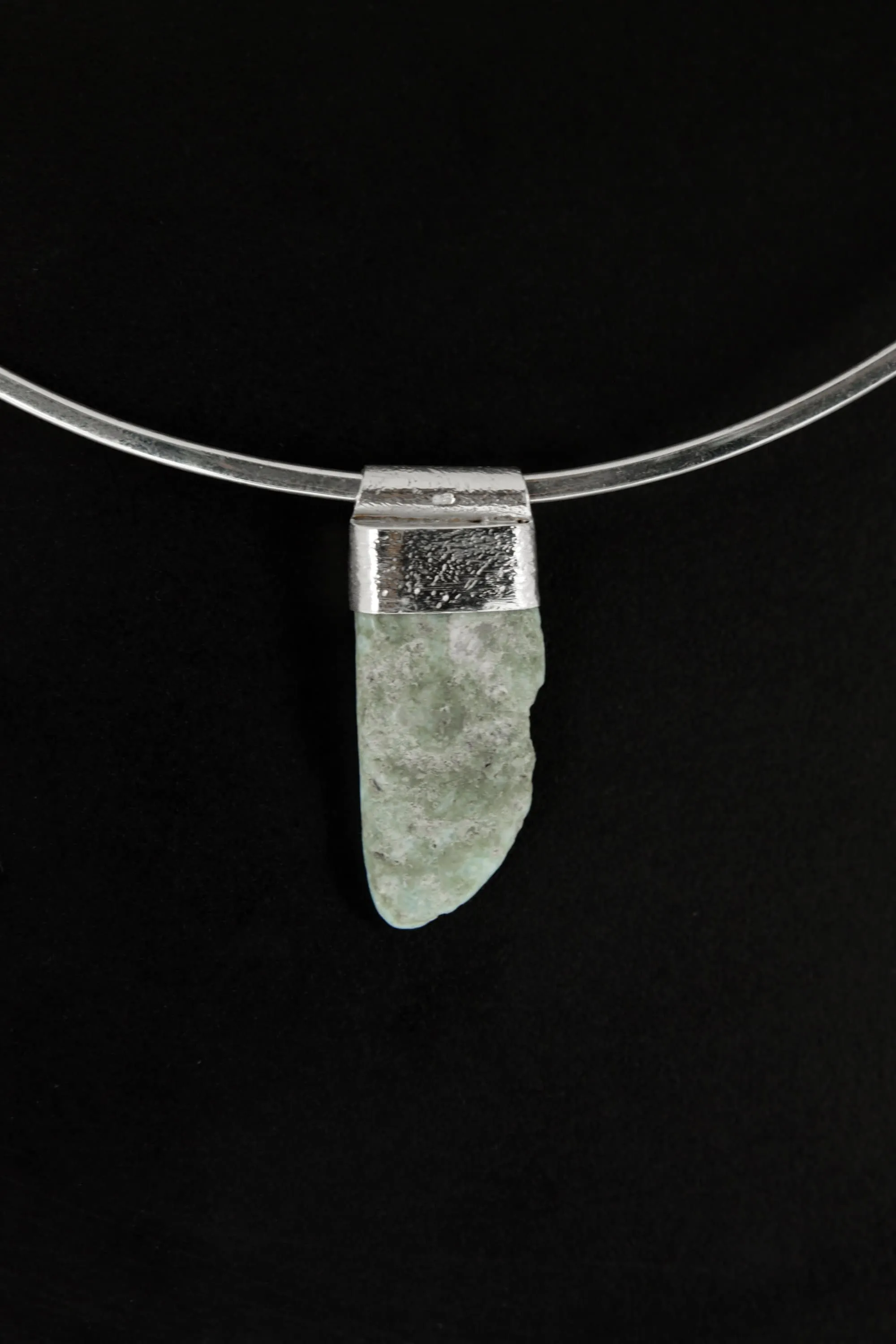 Free Form Larimar Stack Pendant, Organic Textured 925 Sterling Silver, Throat Chakra, Pisces Zodiac, Calming and Communication - No/02
