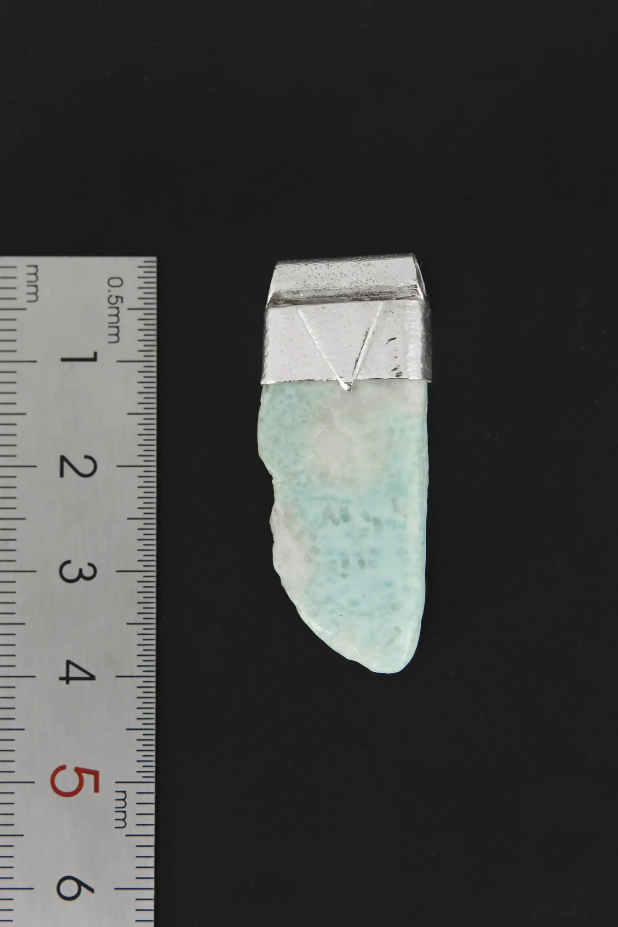 Free Form Larimar Stack Pendant, Organic Textured 925 Sterling Silver, Throat Chakra, Pisces Zodiac, Calming and Communication - No/02