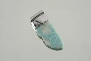 Free Form Larimar Stack Pendant, Organic Textured 925 Sterling Silver, Throat Chakra, Pisces Zodiac, Calming and Communication - No/02