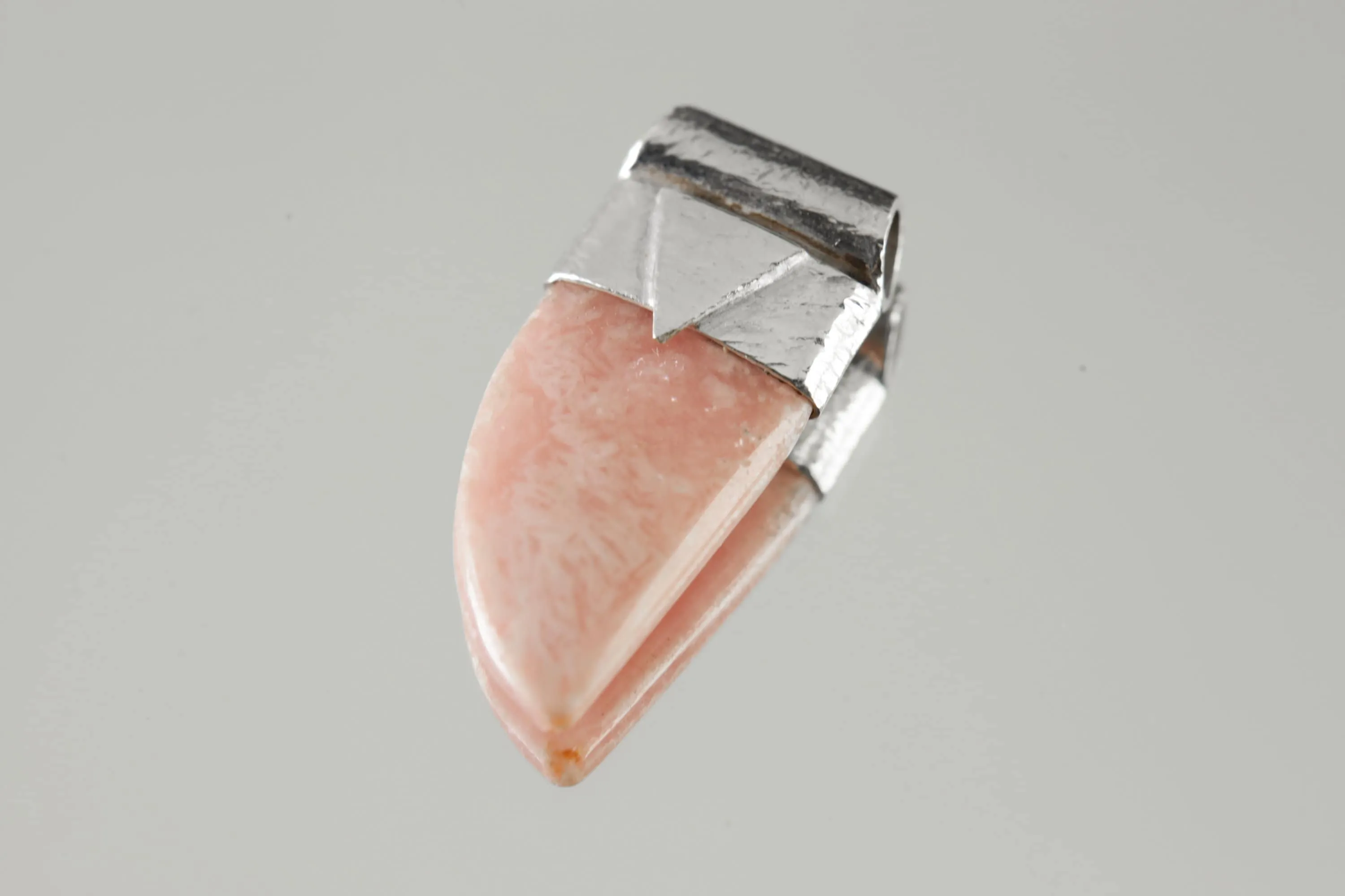 Gemmy Rhodochrosite Tooth Cabochon Stack Pendant, Organic Textured Sterling Silver, Heart Chakra, Scorpio, Emotional Healing, Unique Gift
