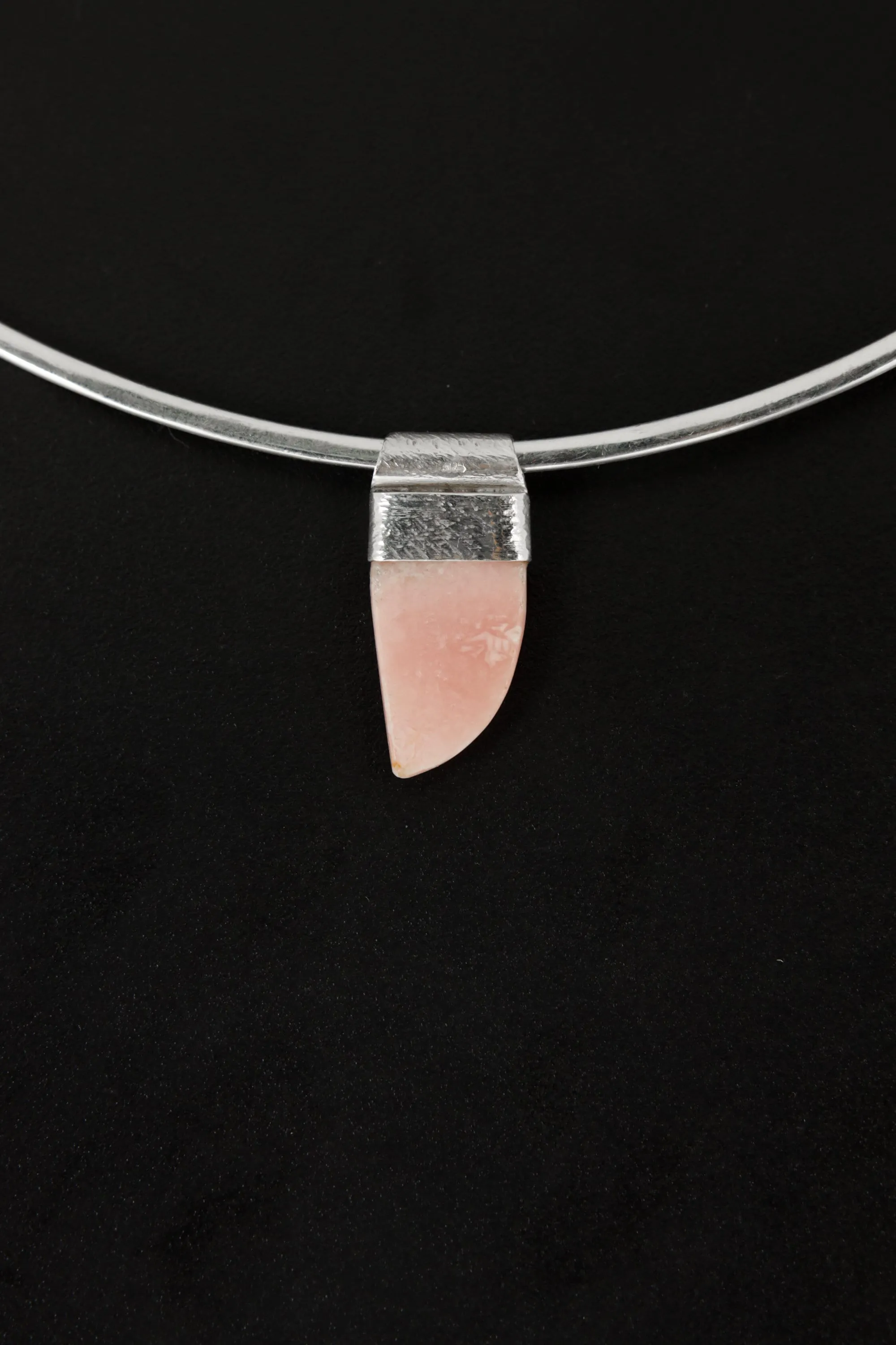 Gemmy Rhodochrosite Tooth Cabochon Stack Pendant, Organic Textured Sterling Silver, Heart Chakra, Scorpio, Emotional Healing, Unique Gift