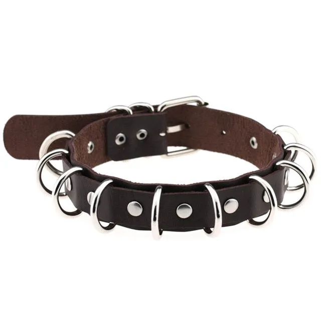 Gothic PU Leather Punk Rock Metal Buckle Torques Choker