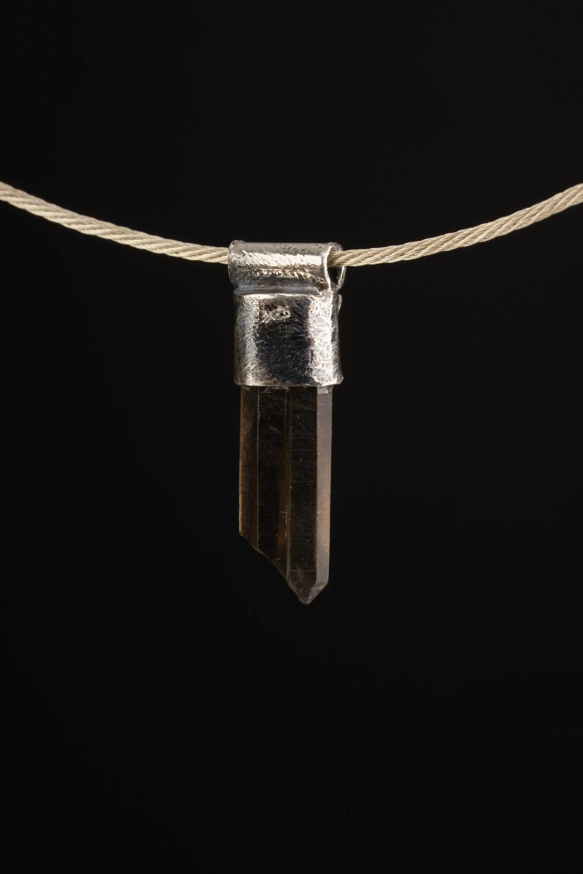 Hand Fossicked Australian Terminated Twin Smokey Quartz Point, Organic Textured 925 Sterling Silver, Stack Collection, Capricorn Zodiac