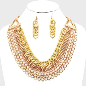 iLLASPARKZ 3-Row Chunky Metal Chain Necklace