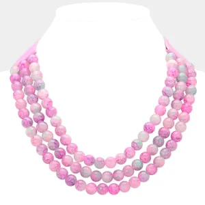 iLLASPARKZ Chunky Metal Ball Beaded Triple Layered Faux Leather Magnetic Necklace