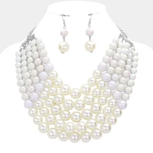 iLLASPARKZ Chunky Multi Strand Pearl Bib Necklace