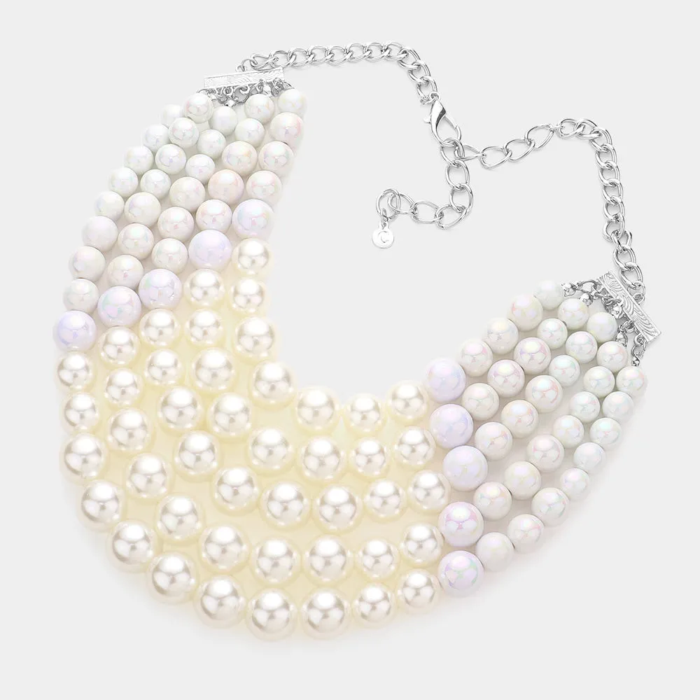 iLLASPARKZ Chunky Multi Strand Pearl Bib Necklace