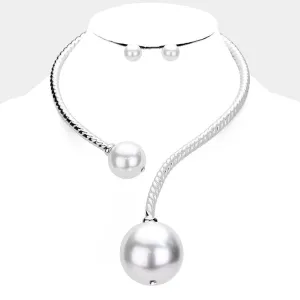 iLLASPARKZ Chunky Pearl Textured Metal Collar Choker Necklace